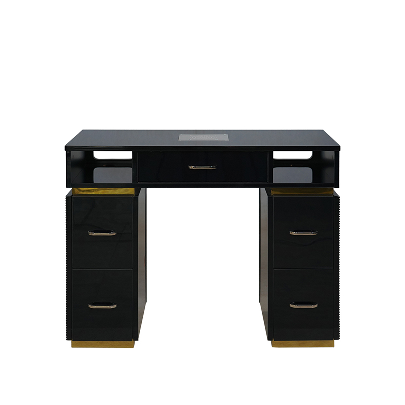 Black & Gold Single Nail Table, Dust Collector _ MT-12