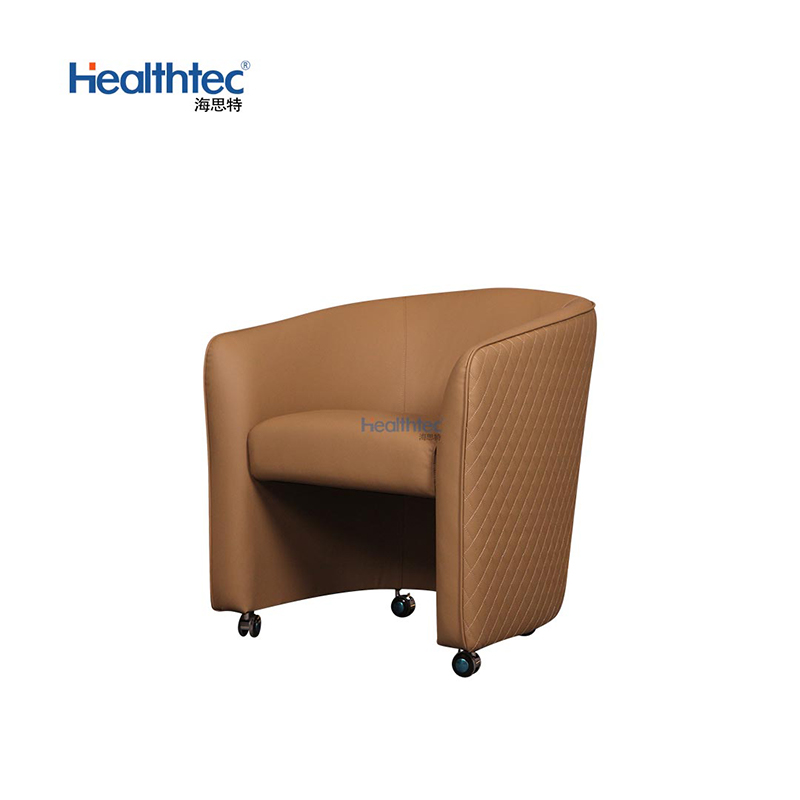 Brown Upholstered Armrest Salon Guest Chair _ HT025-6