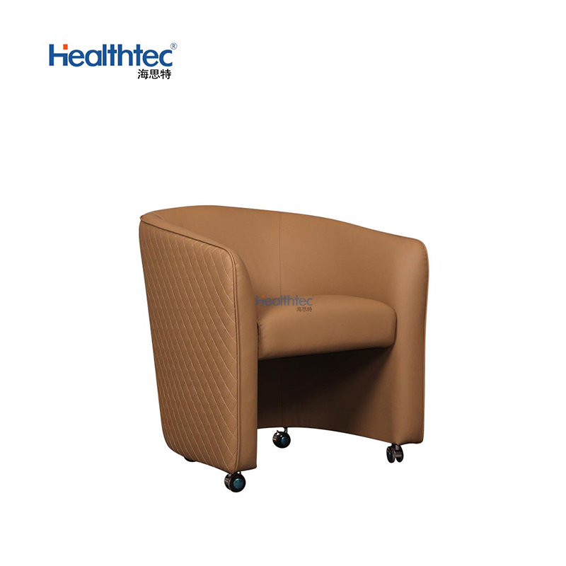 Brown Upholstered Armrest Salon Guest Chair _ HT025-8