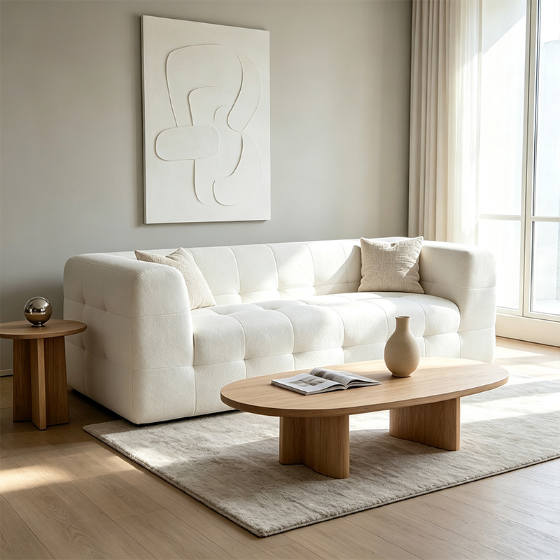 Cube Boucle Modular Compressed Sofa _ Model S01723-3