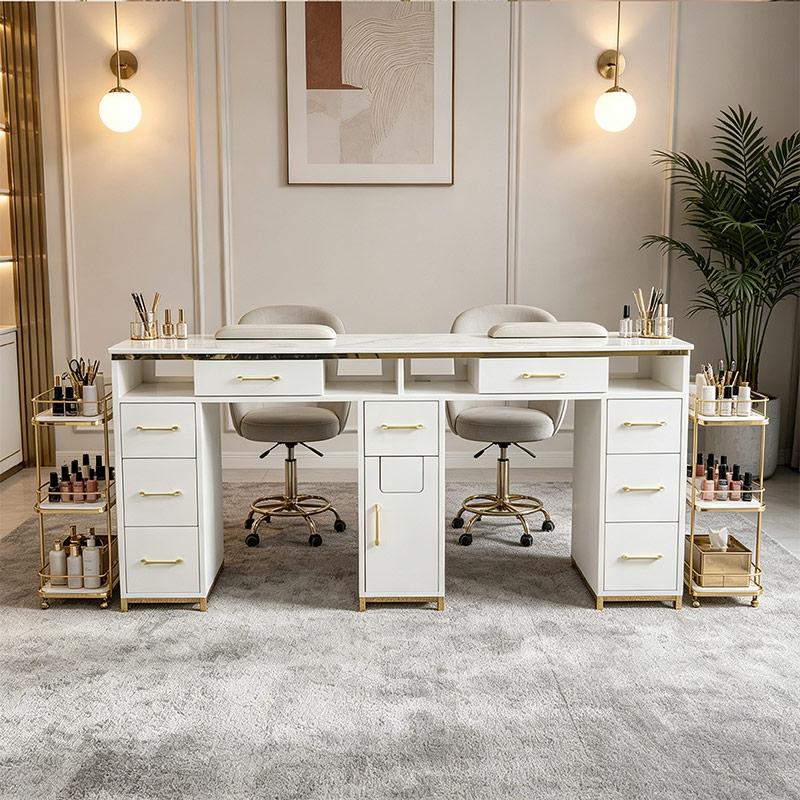 Double Nail Table, Marble Top Option _ MT-49-4