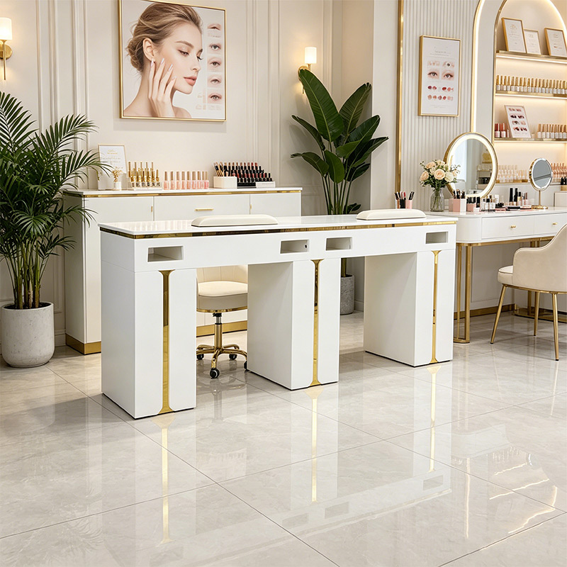 Double Nail Table, Marble Top Option | MT-49
