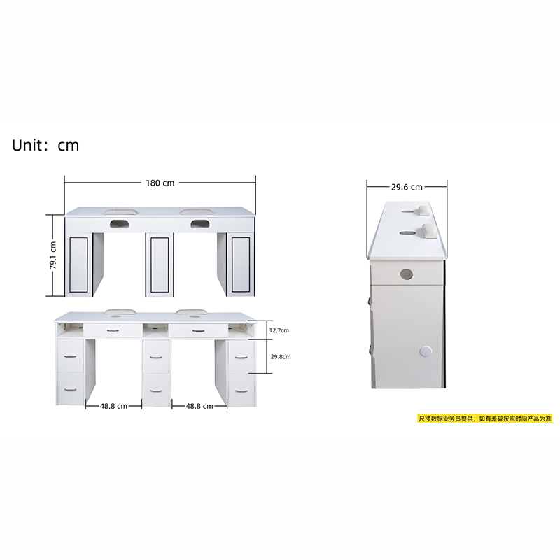 Double Seat Nail Table with Dust Collector _ MT-08