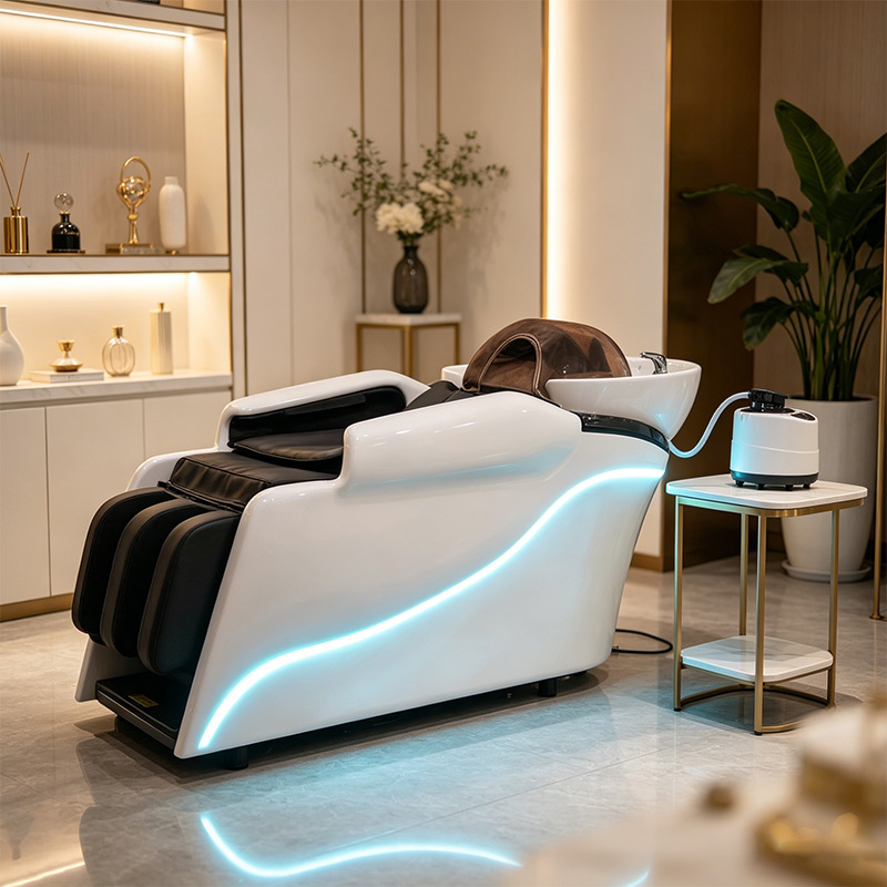 Enclosed Massage Shampoo Bed, LED Ambient _ X1031-2
