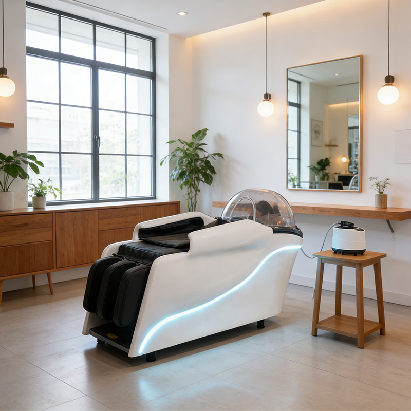 Enclosed Massage Shampoo Bed, LED Ambient _ X1031