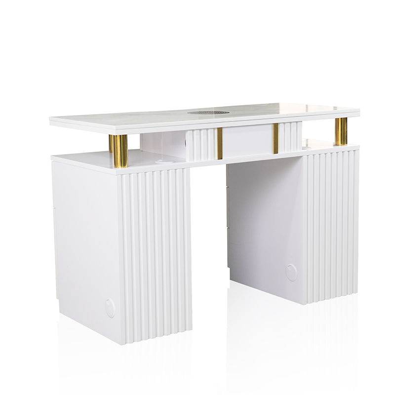 Floating-Top Single Nail Table, Gold Pillars _ MT-54-2