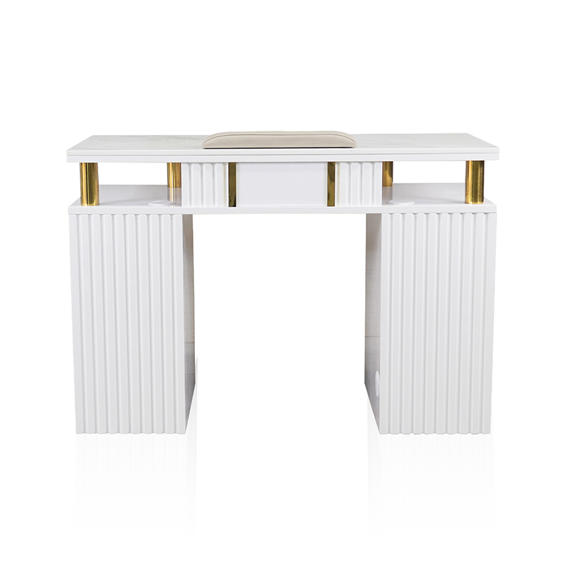 Floating-Top Single Nail Table, Gold Pillars | MT-54